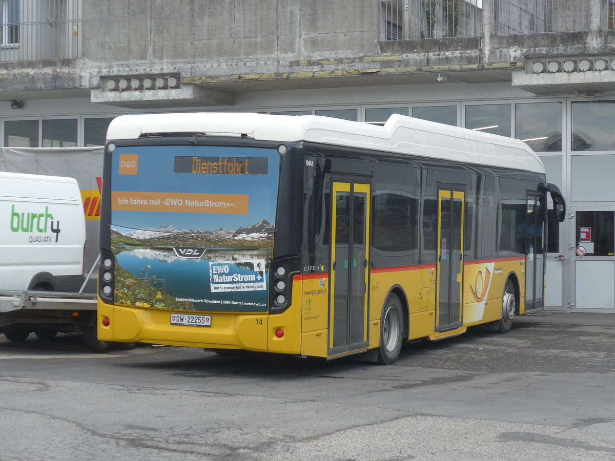 (224'460) - PostAuto Zentralschweiz - Nr. 14/OW 22'255 - VDL am 27. Mrz 2021 in Sarnen, Garage