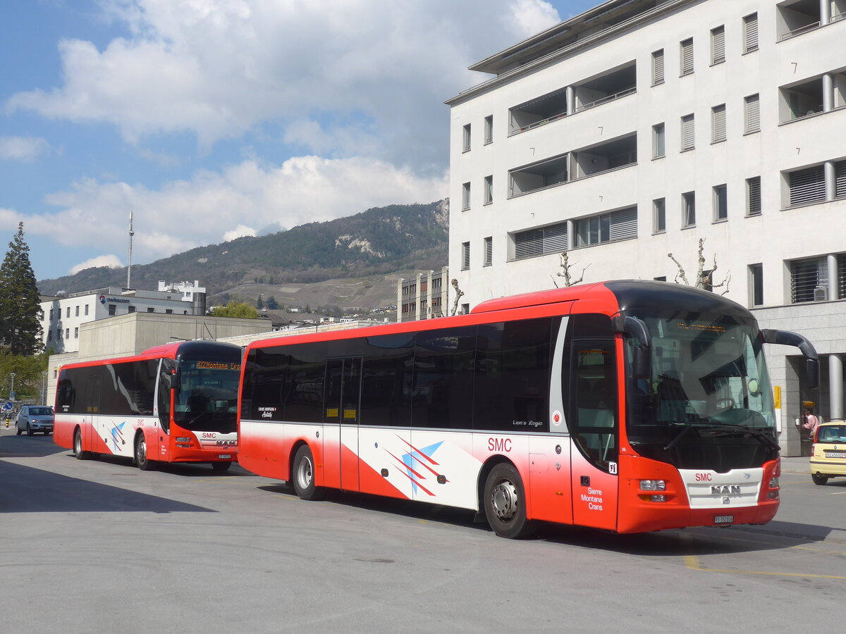 (225'107) - SMC Montana - Nr. 36/VS 352'836 - MAN am 19. April 2021 beim Bahnhof Sierre