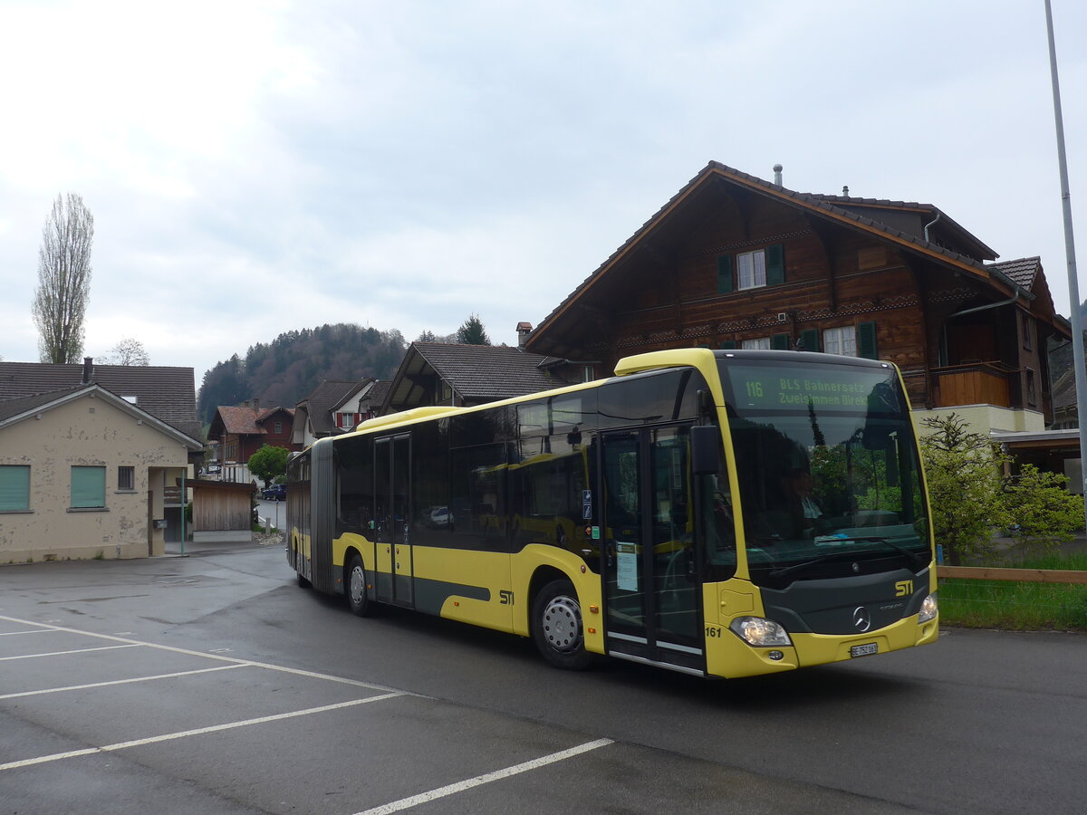 (225'254) - STI Thun - Nr. 161/BE 752'161 - Mercedes am 26. April 2021 beim Bahnhof Wimmis