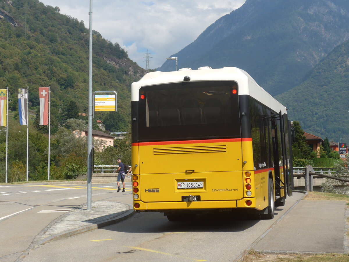 (227'958) - TpM, Mesocco - Nr. 14/GR 108'014 - Scania/Hess am 11. September 2021 in Grono, Bivio Calanca