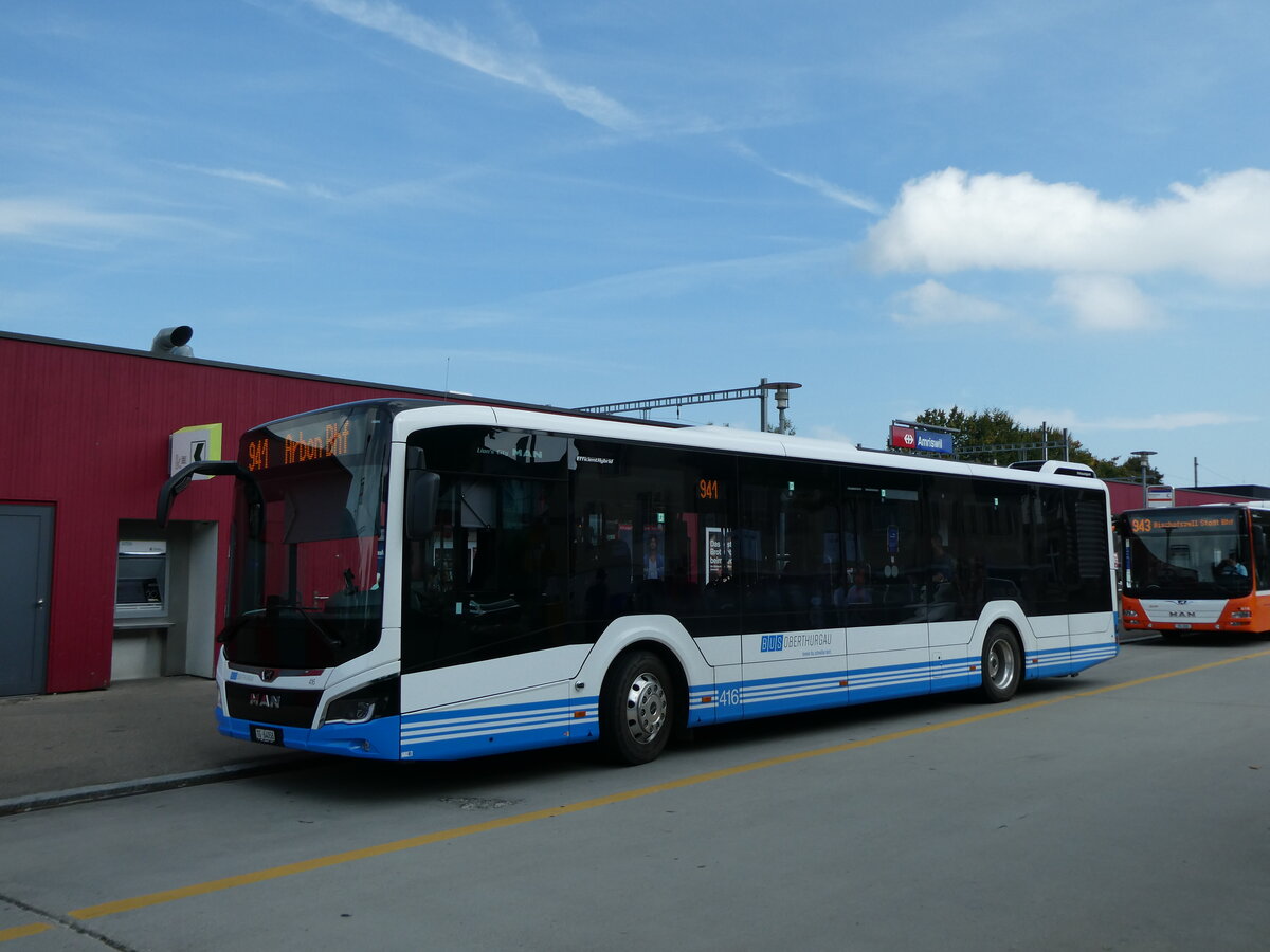 (228'445) - BOTG Amriswil - Nr. 416/TG 64'058 - MAN am 27. September 2021 beim Bahnhof Amriswil