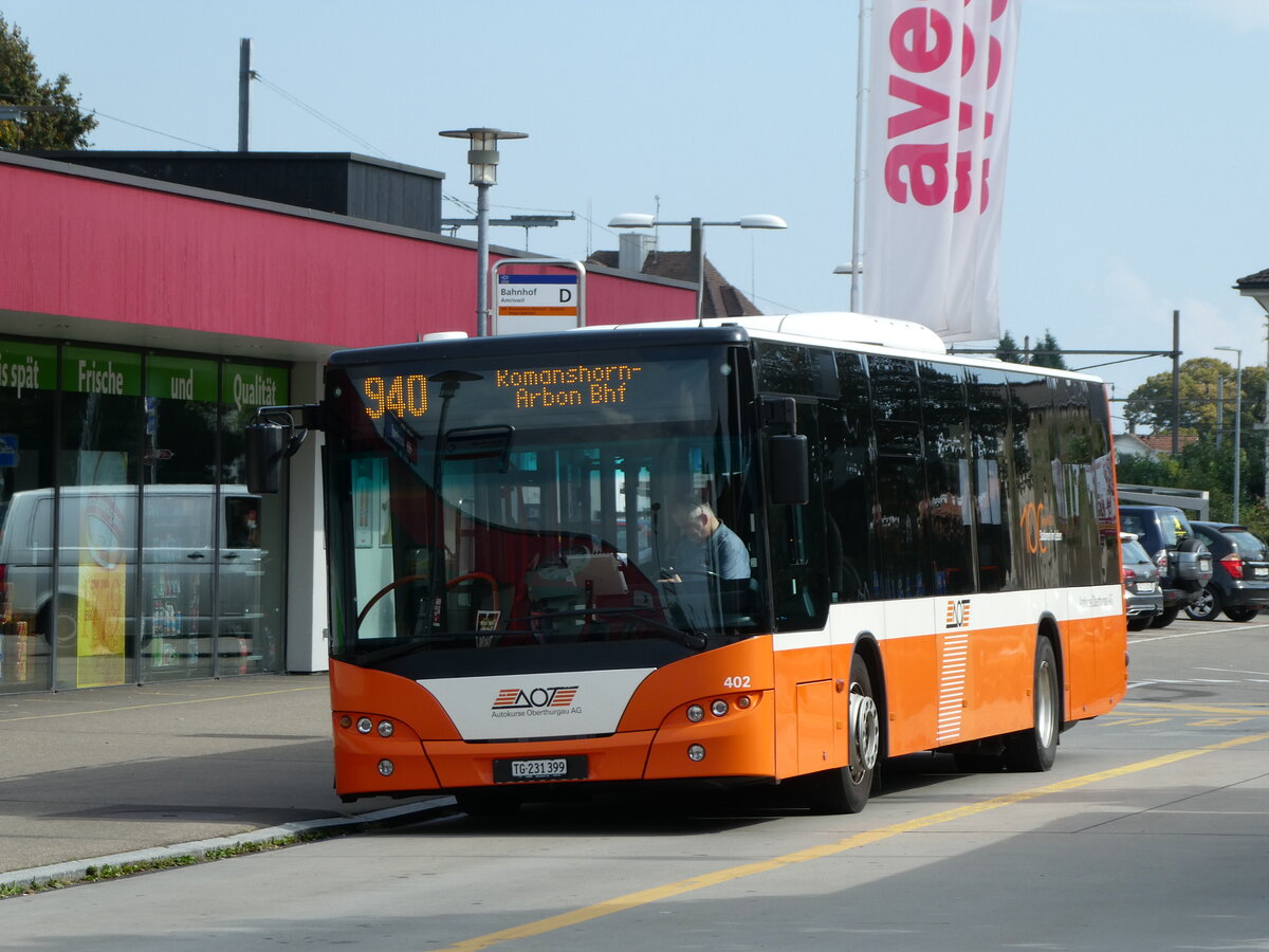 (228'451) - AOT Amriswil - Nr. 402/TG 231'399 - Neoplan (ex Nr. 6) am 27. September 2021 beim Bahnhof Amriswil