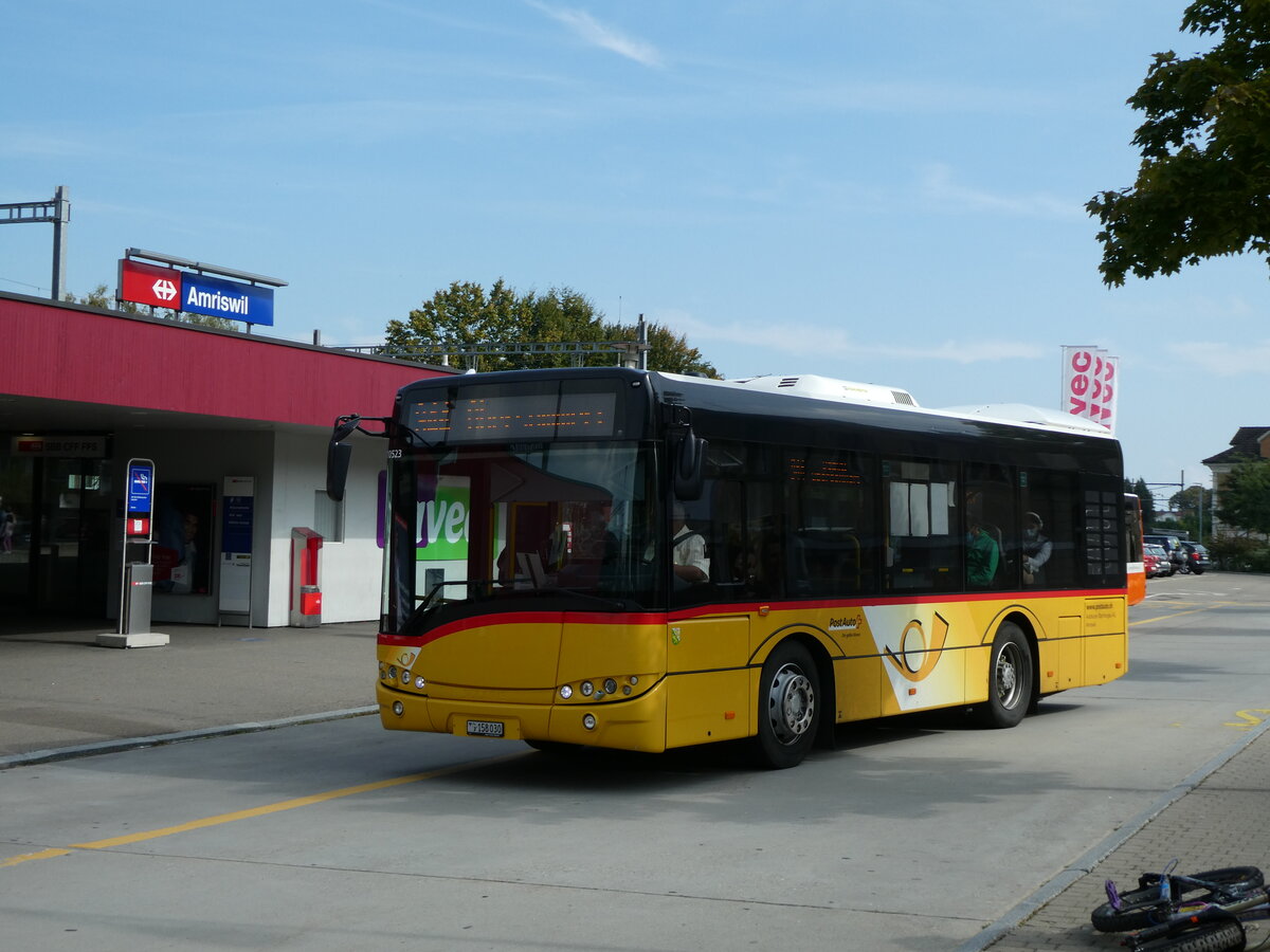 (228'452) - AOT Amriswil - Nr. 23/TG 158'030 - Solaris am 27. September 2021 beim Bahnhof Amriswil