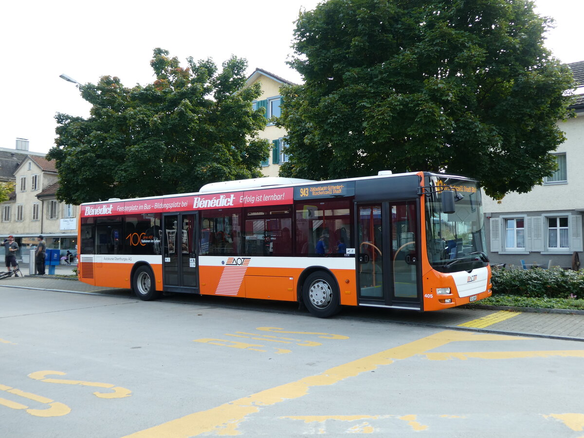 (228'458) - AOT Amriswil - Nr. 405/TG 62'895 - MAN (ex Nr. 5) am 27. September 2021 beim Bahnhof Amriswil