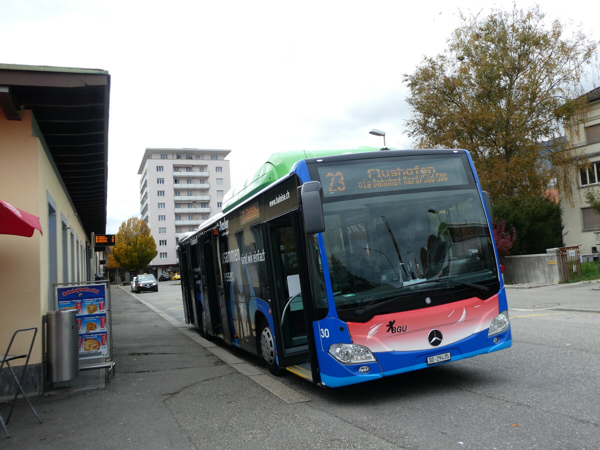 (230'163) - BGU Grenchen - Nr. 30/SO 29'435 - Mercedes am 8. November 2021 beim Bahnhof Grenchen Sd