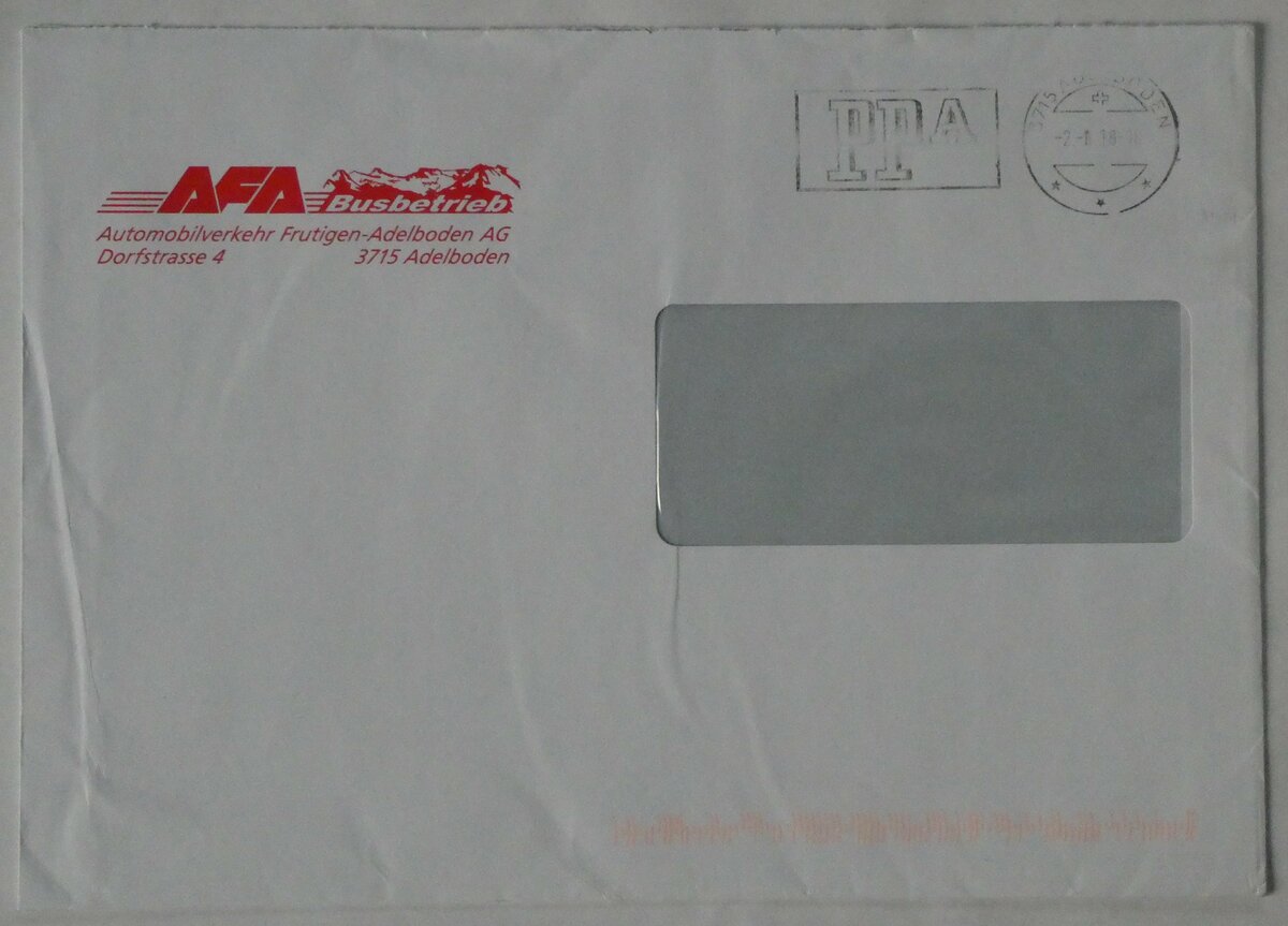 (231'222) - AFA-Briefumschlag vom 2. Januar 2010 am 13. Dezember 2021 in Thun