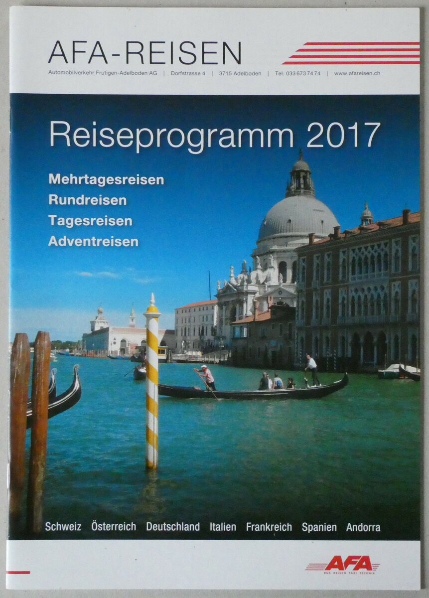(232'012) - AFA-Reisen Reiseprogramm 2017 am 15. Januar 2022 in Thun