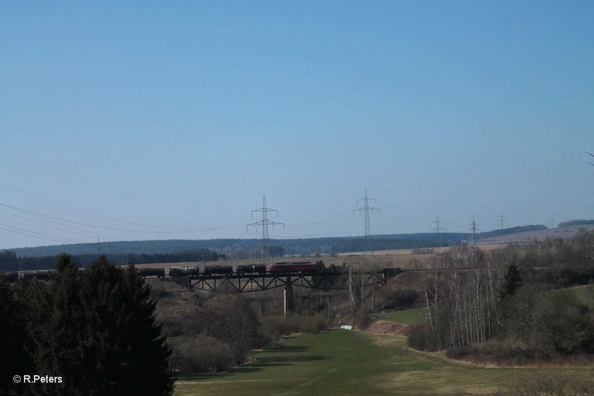 233 321 mit dem GC 47381 Kesselzug N�rnberg - Cheb auf dem Viadukt bei Seu�en. 17.03.16