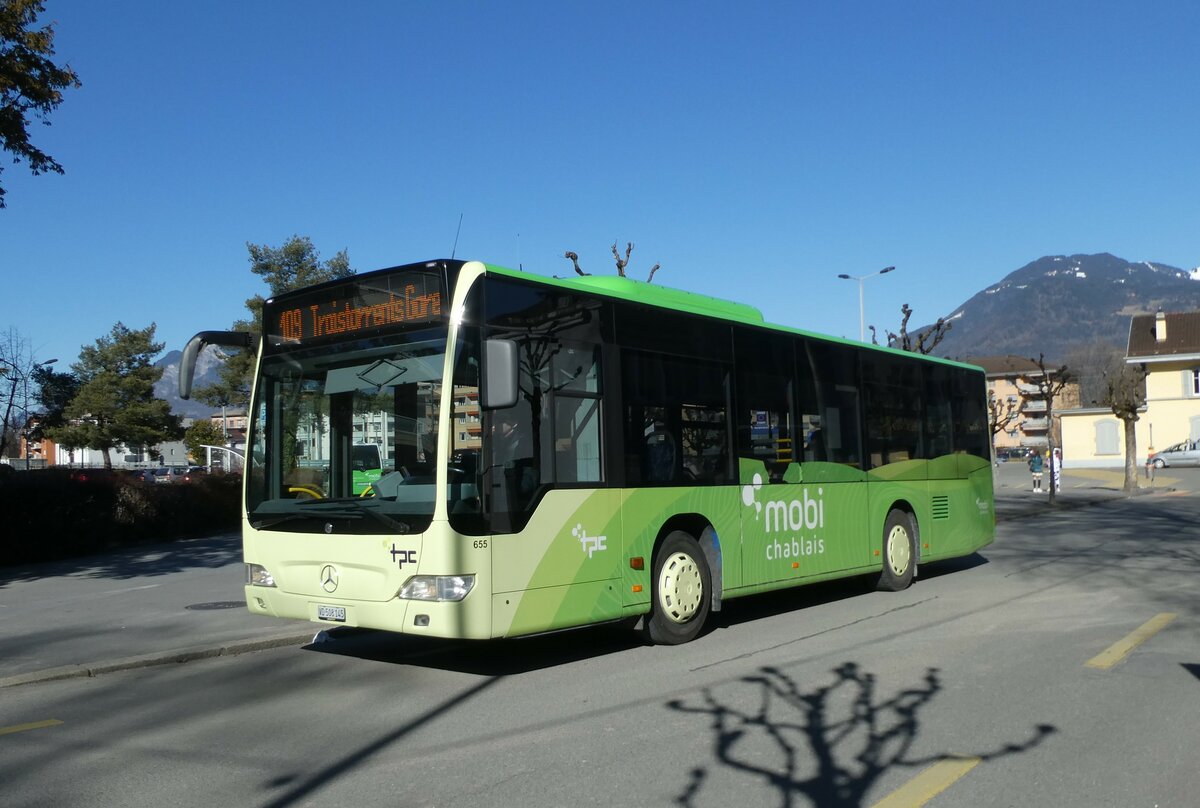 (233'218) - TPC Aigle - Nr. 655/VD 508'145 - Mercedes (ex RBA Augsburg/D) am 26. Februar 2022 beim Bahnhof Monthey CFF