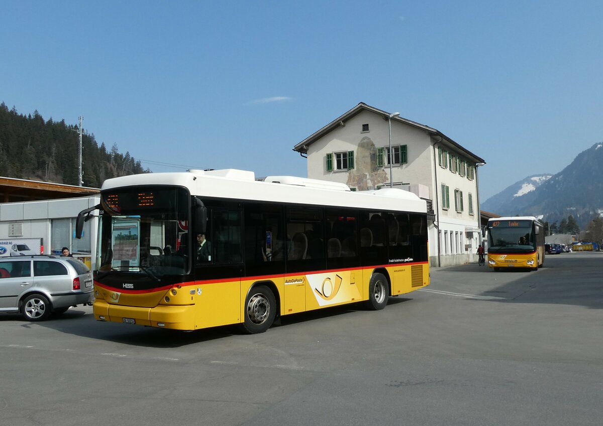 (233'792) - PostAuto Graubnden - Nr. 8/GR 50'214 - Scania/Hess (ex Fontana, Ilanz Nr. 8) am 11. Mrz 2022 beim Bahnhof Ilanz