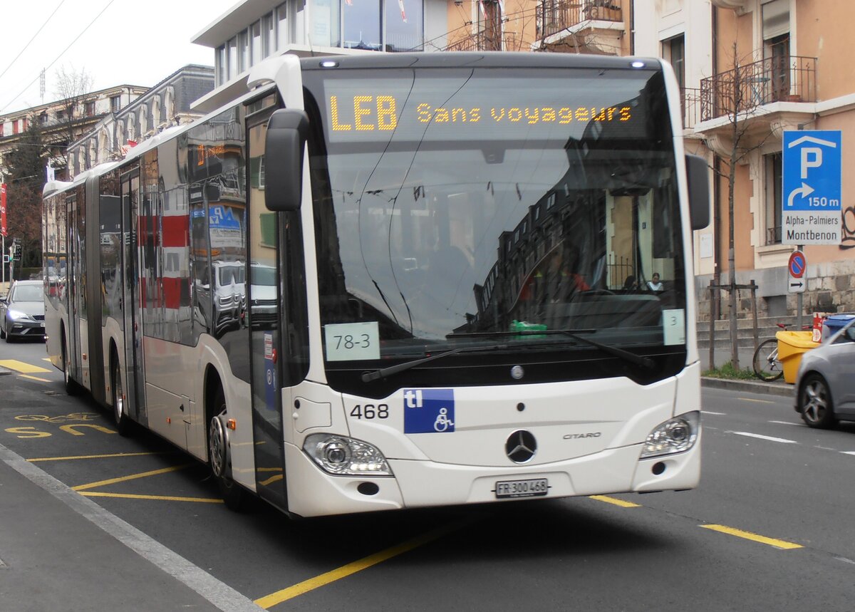 (233'945) - Intertours, Domdidier - Nr. 468/FR 300'468 - Mercedes (ex Nr. 201) am 13. Mrz 2022 beim Bahnhof Lausanne (Einsatz TL)