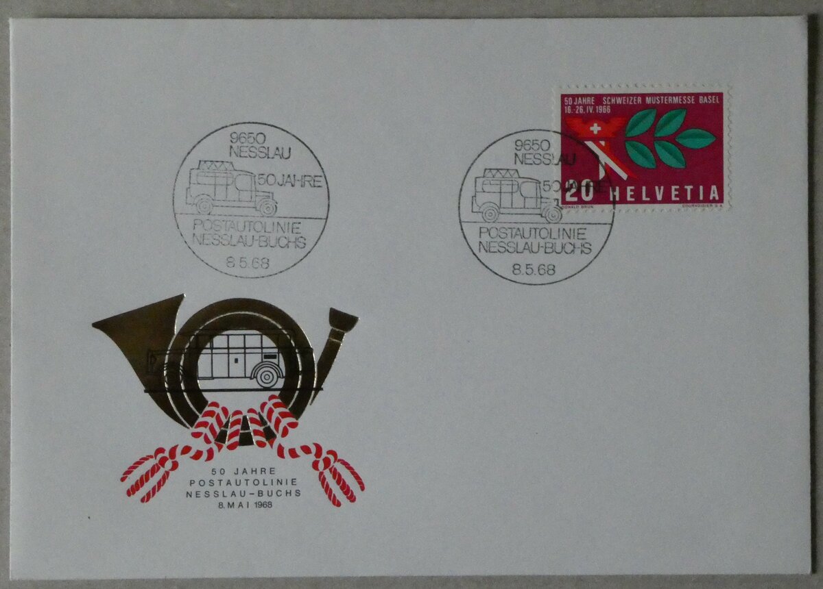 (234'293) - PTT-Briefumschlag vom 8. Mai 1968 am 9. April 2022 in Thun
