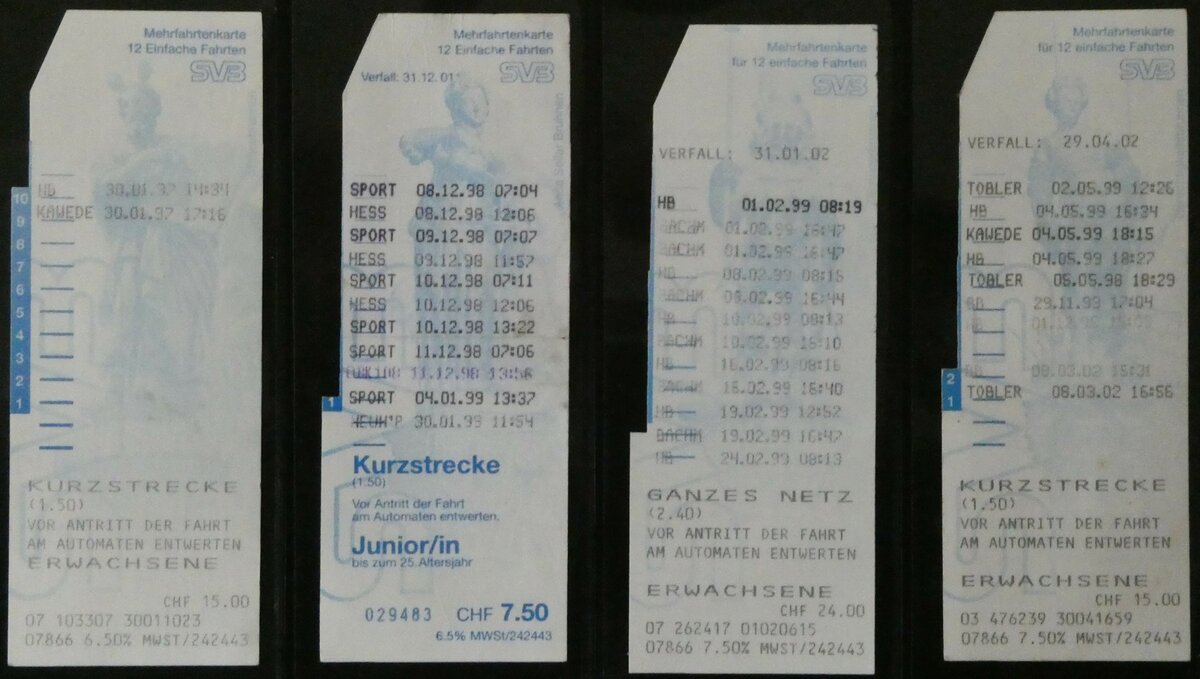 (235'088) - SVB-Mehrfahrtenkarten am 4. Mai 2022 in Thun