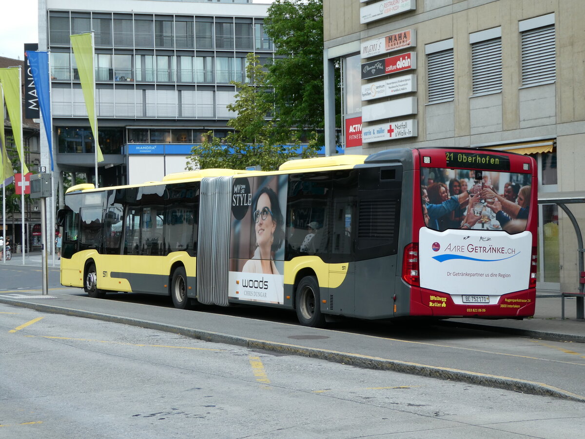 (237'189) - STI Thun - Nr. 170/BE 752'170 - Mercedes am 13. Juni 2022 beim Bahnhof Thun