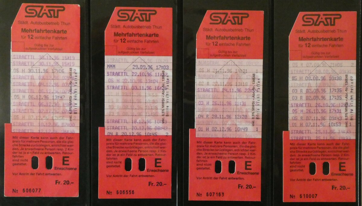(237'341) - SAT-Mehrfahrtenkarten am 20. Juni 2022 in Thun