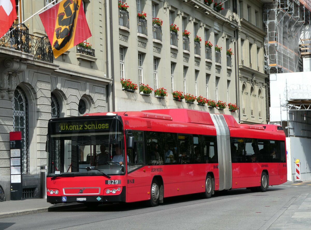 (238'510) - Bernmobil, Bern - Nr. 829/BE 612'829 - Volvo am 28. Juli 2022 in Bern, Bundesplatz