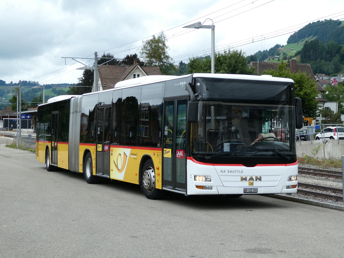 (239'250) - PostAuto Graubnden - GR 102'306 - MAN (ex PostAuto Ostschweiz; ex Kistler, Reichenburg) am 20. August 2022 in Nesslau, Garage