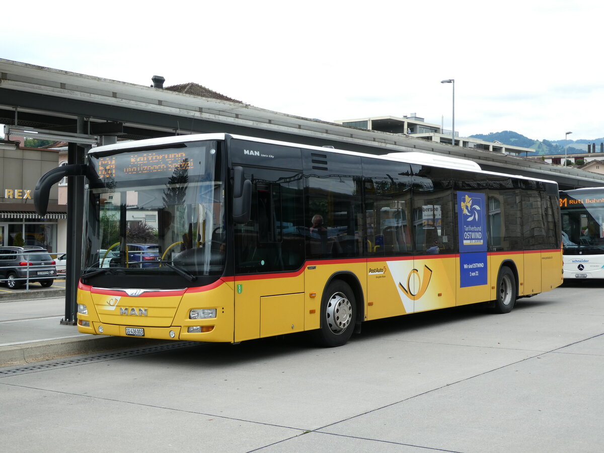 (239'272) - PostAuto Ostschweiz - SG 436'003 - MAN am 20. August 2022 beim Bahnhof Uznach