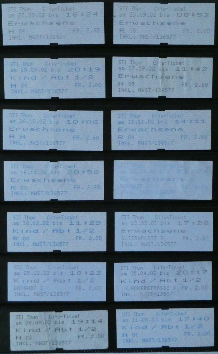 (240'071) - STI-Einzelbillette am 12. September 2022 in Thun