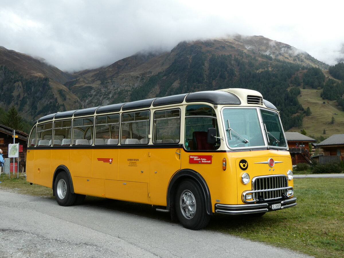 (240'295) - Gerber, Matzendorf - SO 50'805 - FBW/R&J (ex Kontiki, Wettingen; ex P 24'001; ex P 21'501) am 25. September 2022 in Oberwald, Dampfbahnstrasse