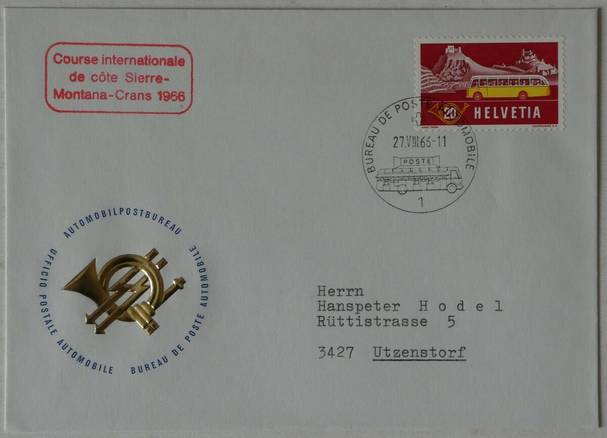 (242'091) - PTT-Briefumschlag vom 27. August 1966 am 4. November 2022 in Thun