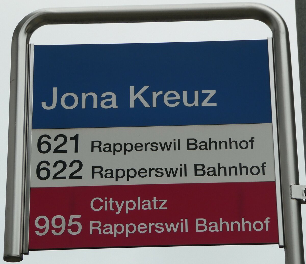 (242'663) - ZVV/RJ-Haltestellenschild - Jona, Kreuz - am 13. November 2022