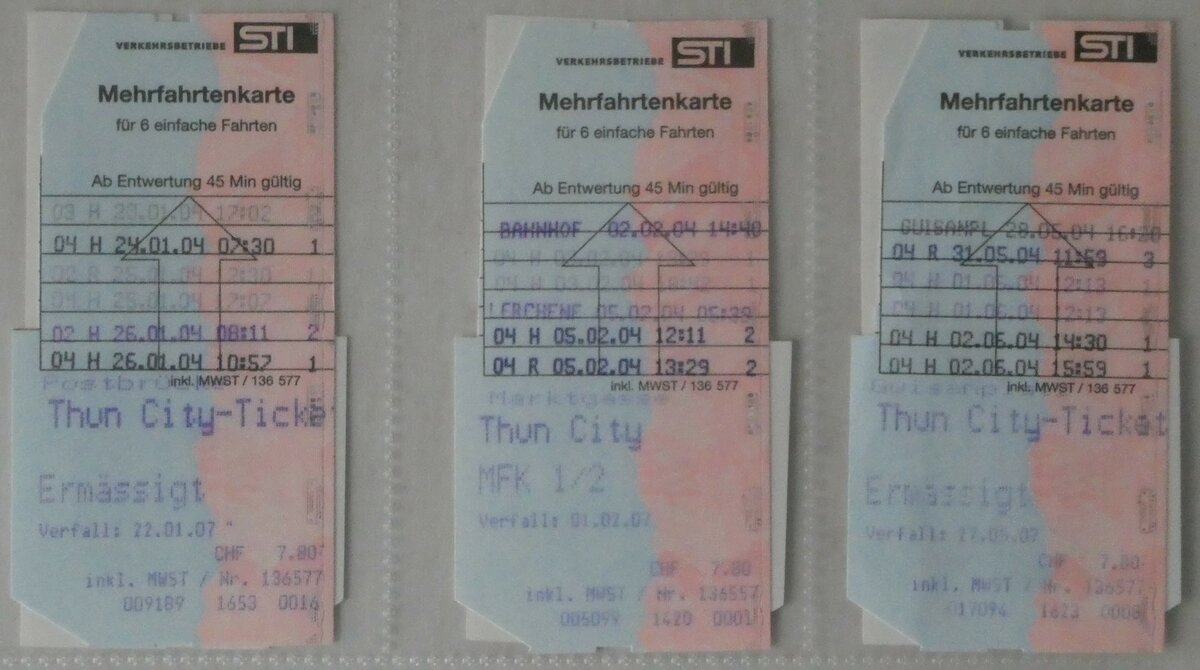 (243'216) - STI-Mehrfahrtenkarten am 28. November 2022 in Thun