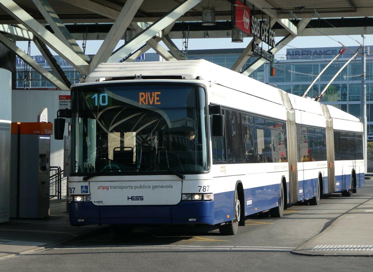 (245'974) - TPG Genve - Nr. 787 - Hess/Hess Doppelgelenktrolleybus am 9. Februar 2023 in Genve Aroport