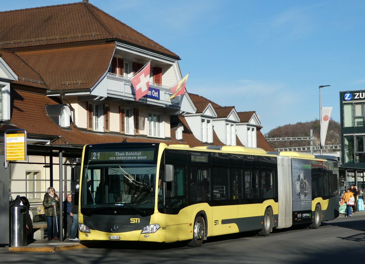 (246'189) - STI Thun - Nr. 183/BE 804'183 - Mercedes am 16. Februar 2023 beim Bahnhof Interlaken Ost