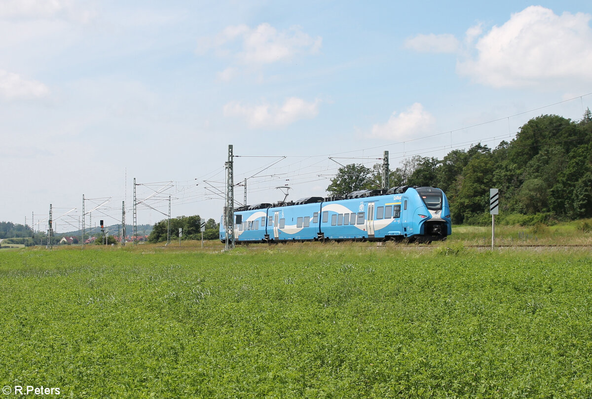 2463 007 als RE80 57222 Treuchtlingen - Würzburg bei Oberdachstetten. 08.06.24