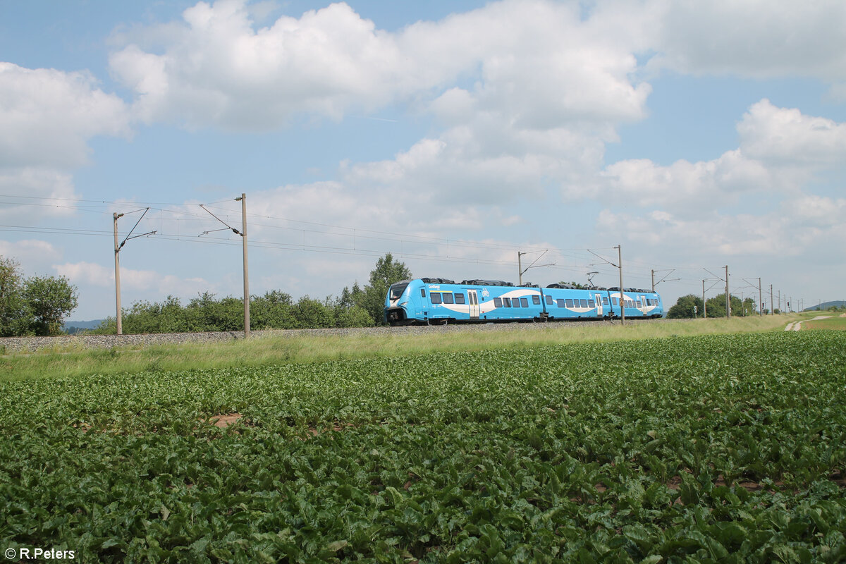 2463 105-7 als RE80 57222 Treuchtlingen - Würzburg hinter Uffenheim. 04.06.24