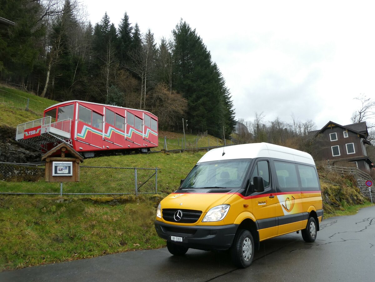 (247'086) - TSB Seelisberg - UR 1303/PID 4836 - Mercedes (ex Schnider, Schüpfheim) am 10. März 2023 in Treib, Schiffstation