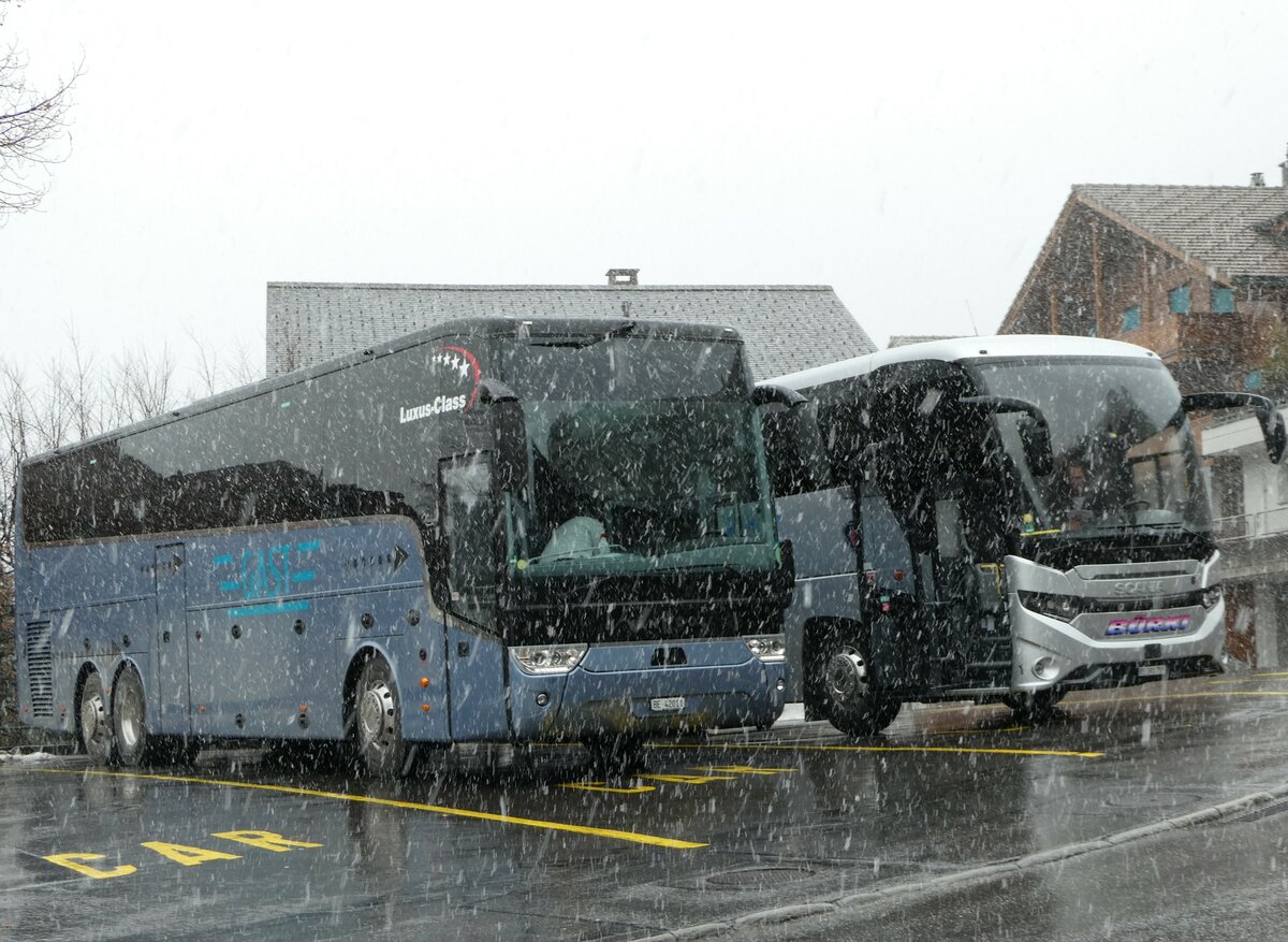 (247'208) - Gast, Utzenstorf - BE 42'011 - Van Hool am 14. Mrz 2023 in Adelboden, Landstrasse