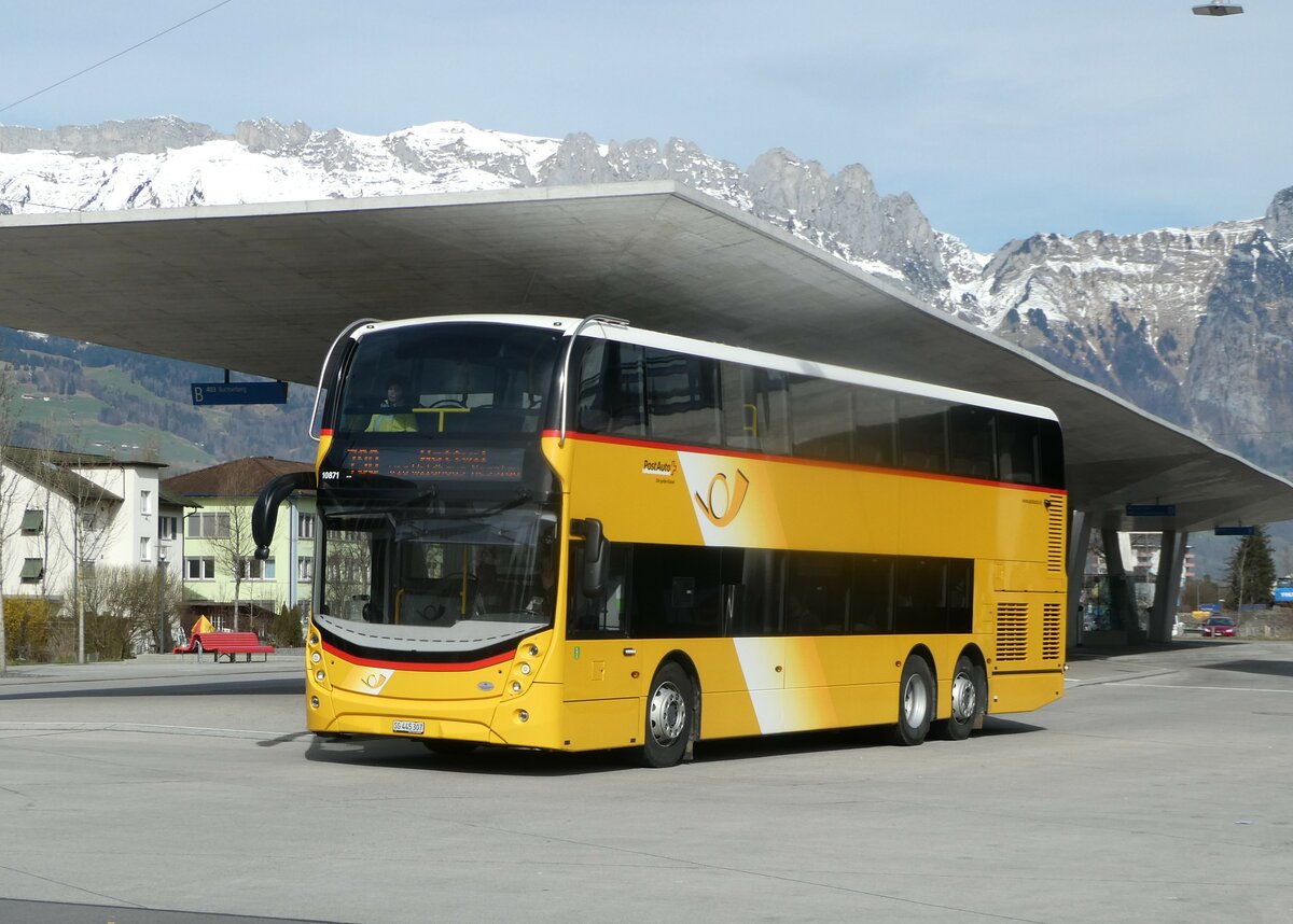 (247'307) - PostAuto Ostschweiz - SG 445'307/PID 10'871 - Alexander Dennis (ex AR 45'269) am 17. Mrz 2023 beim Bahnhof Buchs