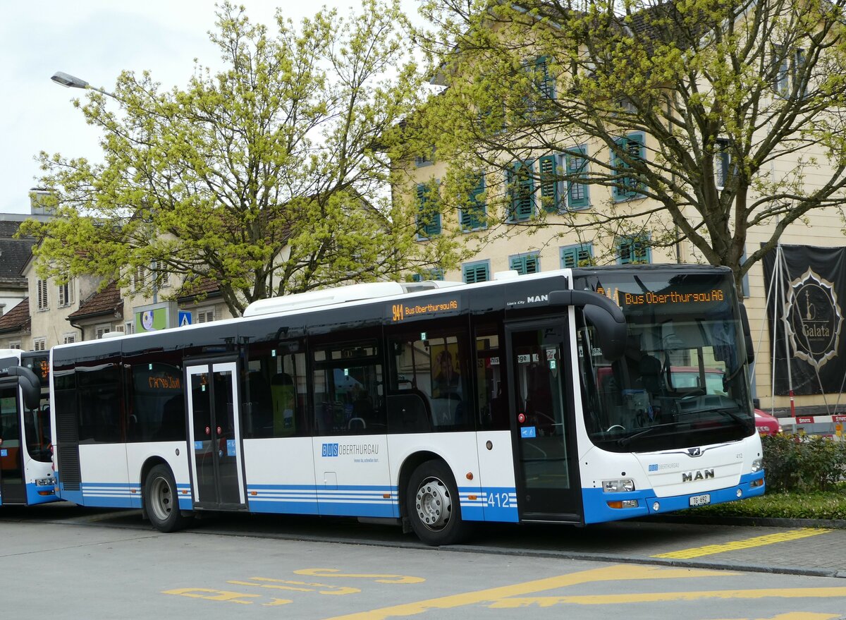 (248'511) - BOTG Amriswil - Nr. 412/TG 692 - MAN am 13. April 2023 beim Bahnhof Amriswil