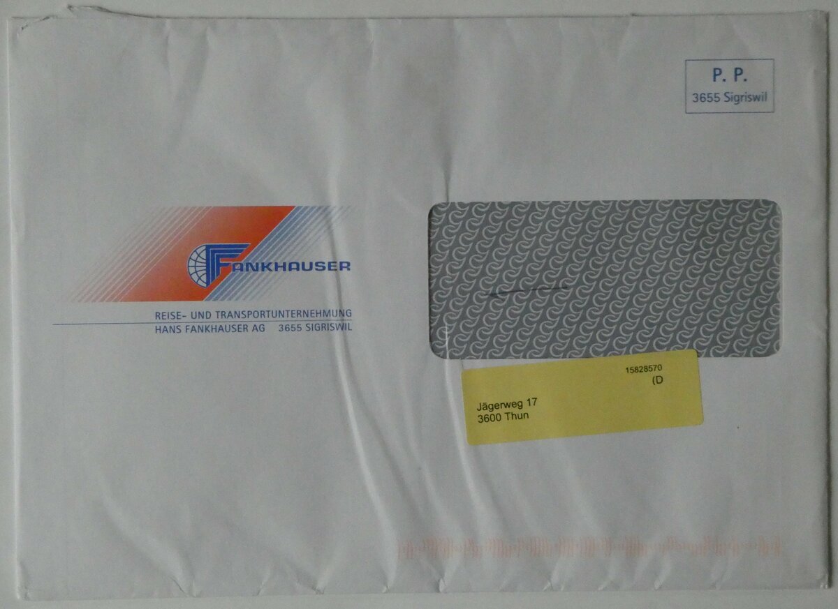 (249'289) - Fankhauser-Briefumschlag am 30. April 2023 in Thun