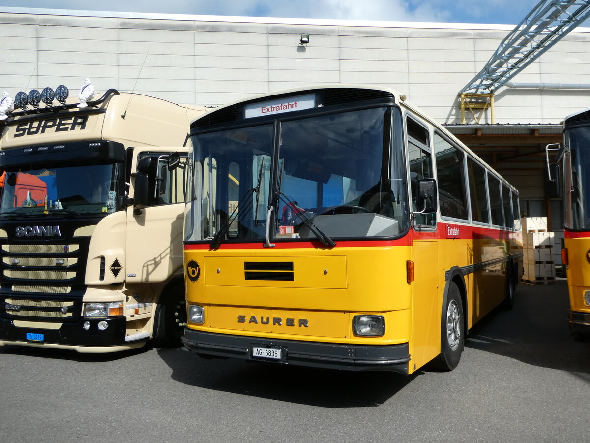 (249'702) - Gautschi, Suhr - AG 6835 - Saurer/Tscher (ex Ltscher, Neuheim Nr. 200; ex Cartek, Regensdorf; ex P 25'822) am 6. Mai 2023 in Attikon, Wegmller