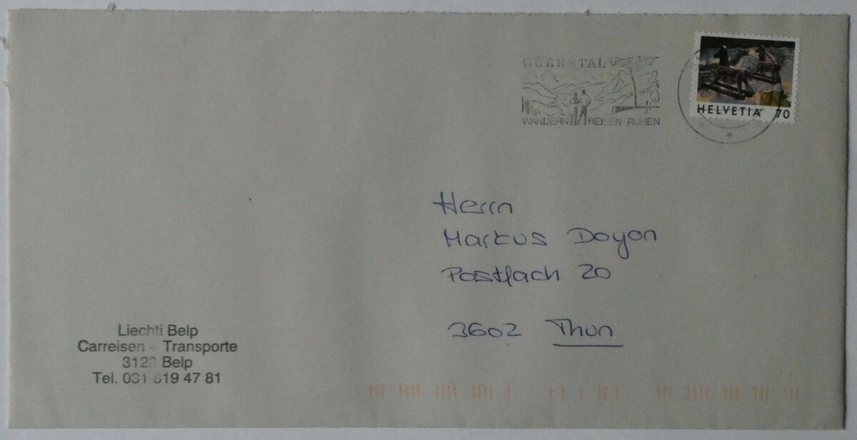 (250'021) - Liechti-Briefumschlag vom 25. Mai 1998 am 14. Mai 2023 in Thun