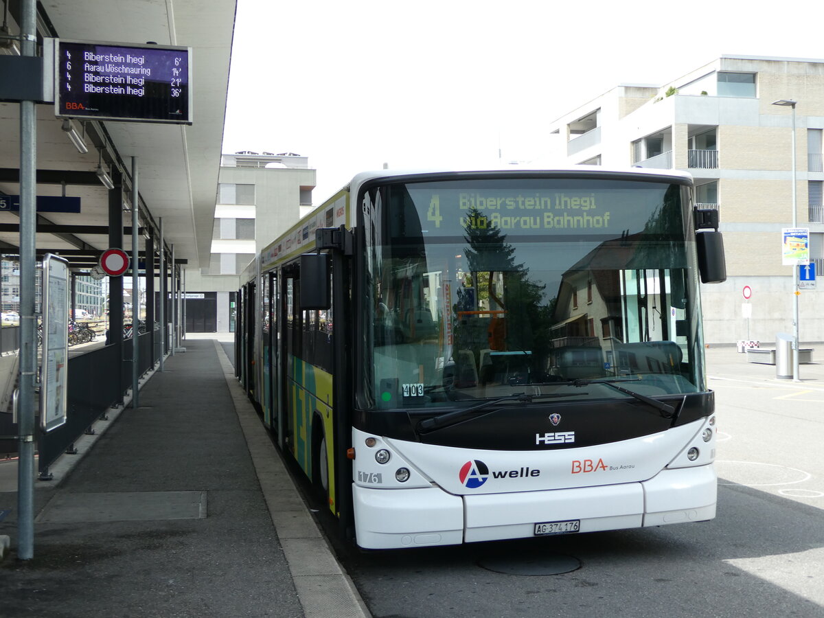 (251'788) - BBA Aarau - Nr. 176/AG 374'176 - Scania/Hess am 20. Juni 2023 beim Bahnhof Suhr