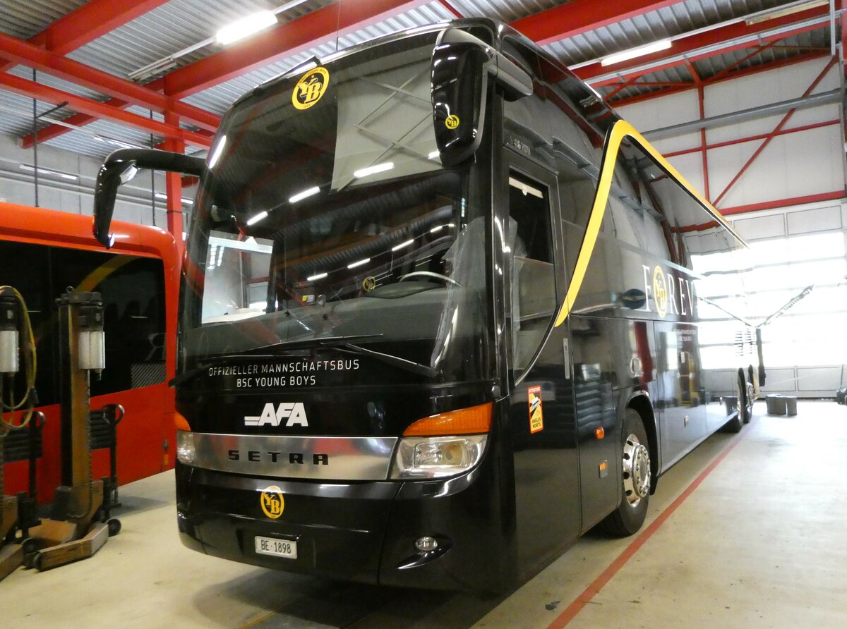 (251'840) - AFA Adelboden - Nr. 21/BE 1898 - Setra (ex Edelline, Liebefeld Nr. 54) am 21. Juni 2023 in Frutigen, Garage