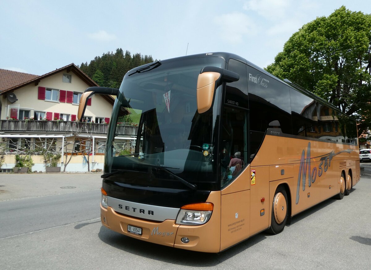 (252'135) - Moser, Teuffenthal - BE 45'547 - Setra (ex Arnold, D-Dietmannsried) am 27. Juni 2023 in Guggisberg, Sternen