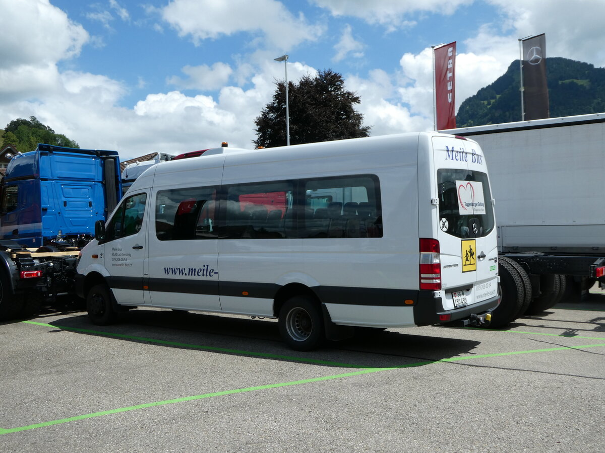 (252'332) - Meile Bus, Lichtensteig - Nr. 21/SG 130'430 - Mercedes am 4. Juli 2023 in Nesslau, Altherr