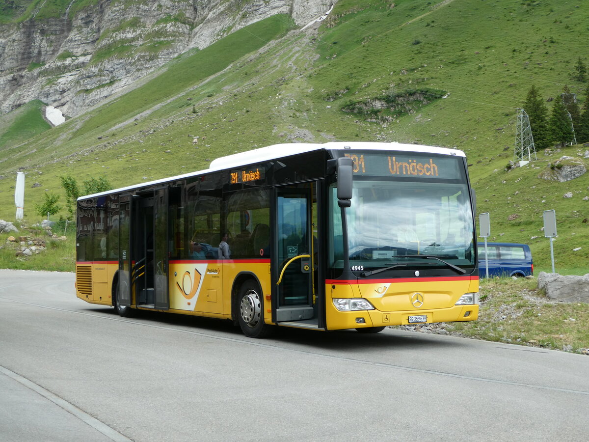 (252'359) - PostAuto Ostschweiz - SG 359'639/PID 4945 - Mercedes (ex Abderhalden, Wildhaus) am 4. Juli 2023 in Schwgalp, Sntis-Schwebebahn