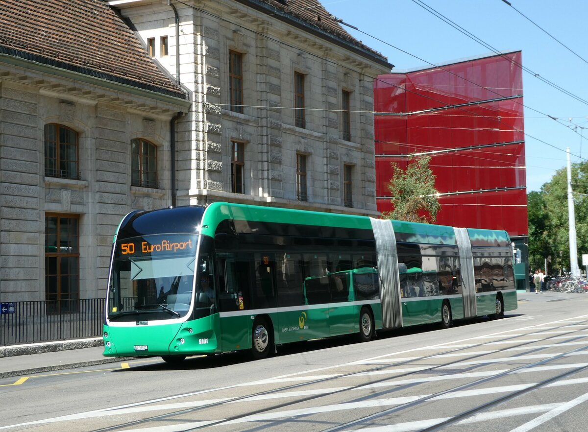 (252'395) - BVB Basel - Nr. 9101/BS 99'801 - Hess am 7. Juli 2023 beim Bahnhof Basel