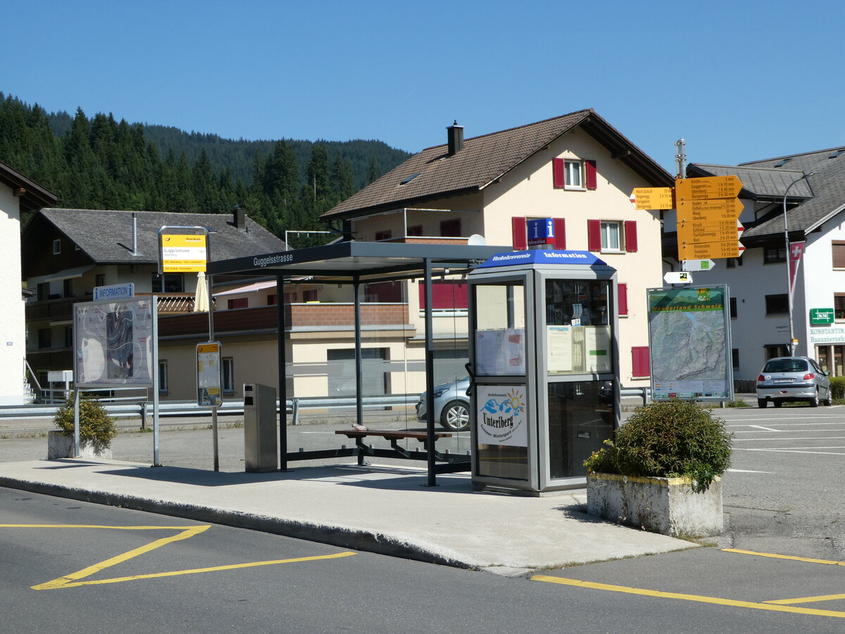 (253'912) - PostAuto-Haltestelle am 19. August 2023 in Unteriberg, Guggelstrasse