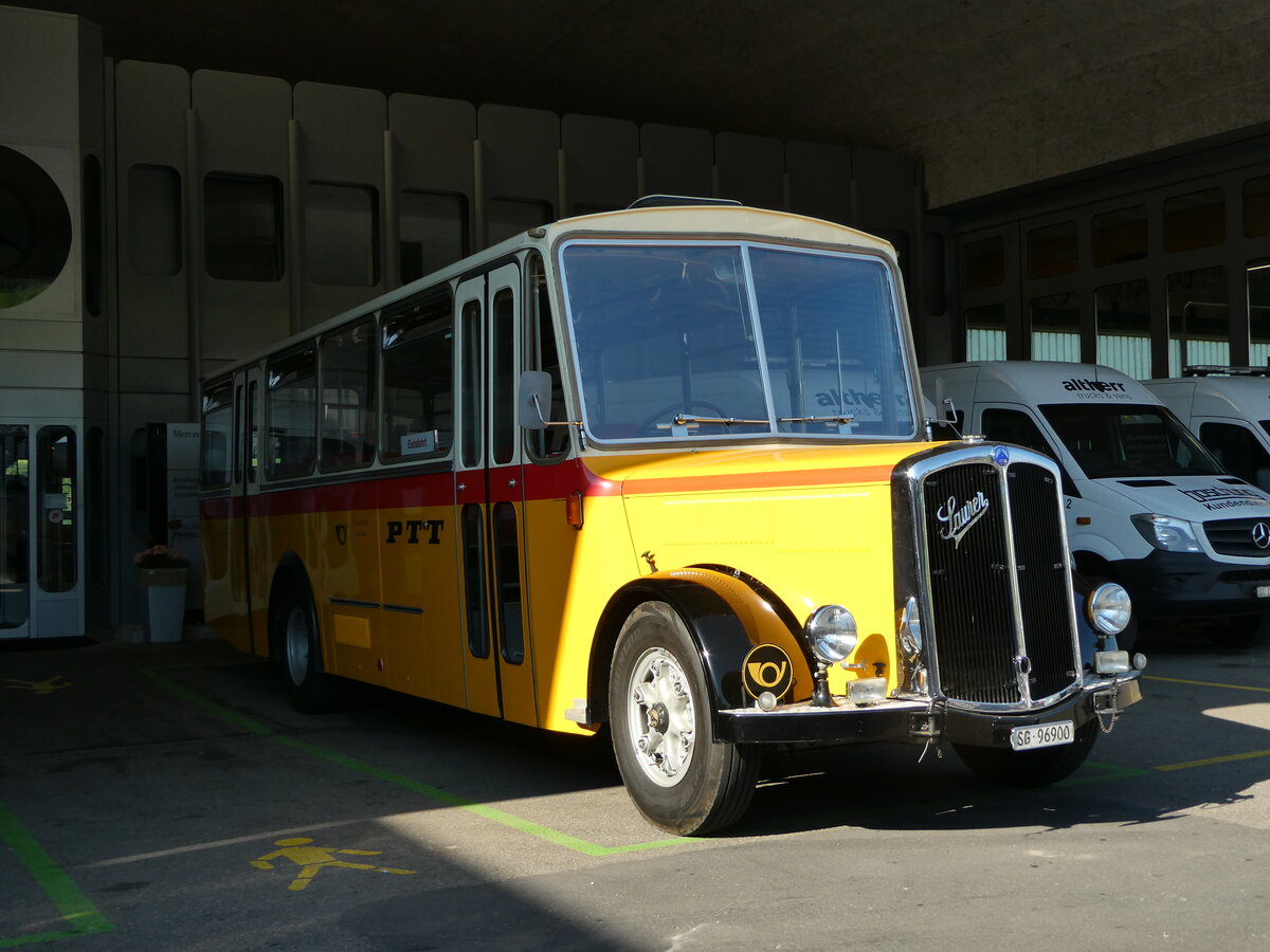 (254'955) - Altherr, Nesslau - SG 96'900 - Saurer/R&J am 9. September 2023 in Nesslau, Garage