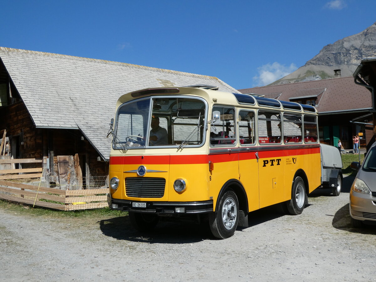 (255'091) - Schmid, Thrishaus - Nr. 9/BE 26'105 - Saurer/R&J (ex Geiger, Adelboden Nr. 9) am 10. September 2023 auf der Bundalp