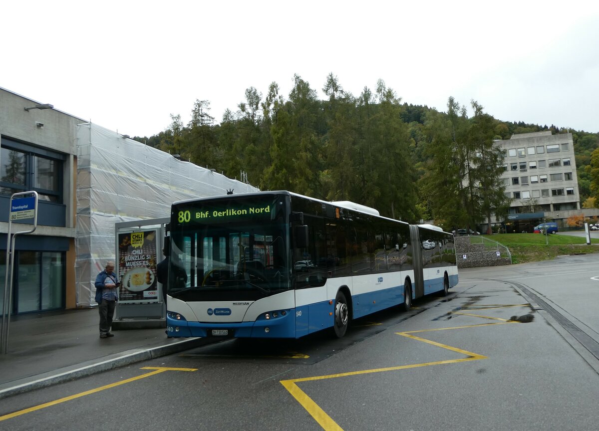 (256'231) - VBZ Z�rich - Nr. 540/ZH 730'540 - Neoplan am 21. Oktober 2023 in Z�rich, Triemlispital