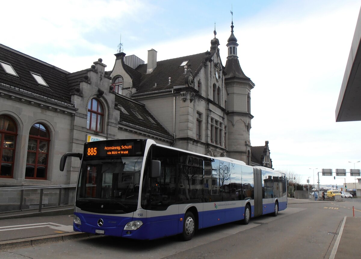 (257'816) - VZO Grningen - Nr. 150/ZH 920'150 - Mercedes am 23. Dezember 2023 beim Bahnhof Rapperswil 