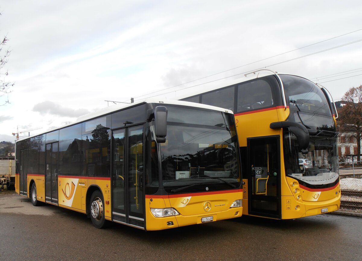 (257'847) - PostAuto Ostschweiz - SG 356'488/PID 5690 - Mercedes (ex Schmidt, Oberbren) am 23. Dezember 2023 in Nesslau, Garage